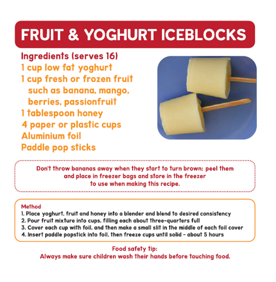 Nutrition Australia Qld Fruit and yoghurt iceblocksNutrition